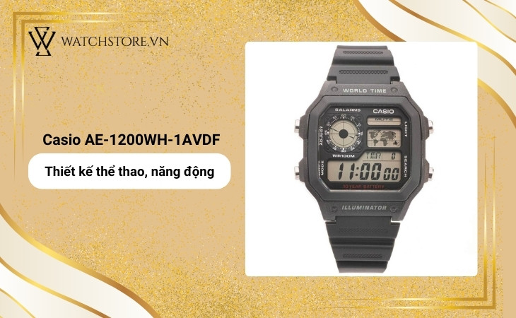 Casio AE-1200WH-1AVDF là mẫu đồng hồ nam tính, thể thao