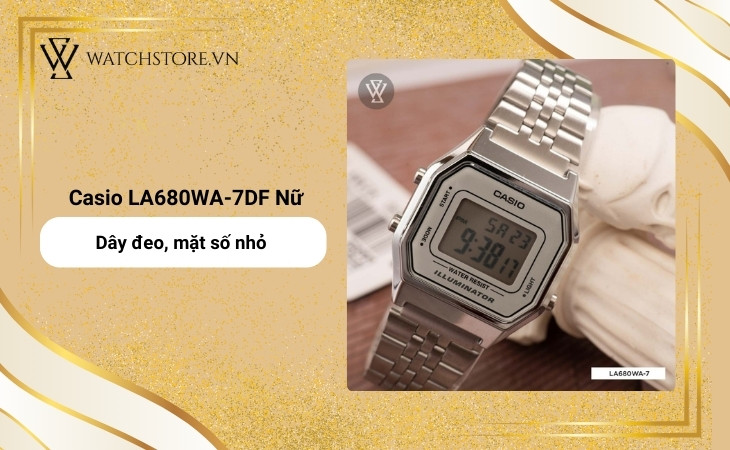Đồng hồ Casio LA680WA-7DF có kiểu dáng nhỏ xinh