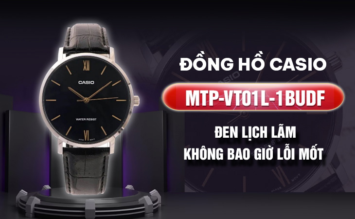 Đồng hồ Casio MTP-VT01L-1BUDF đen lịch lãm