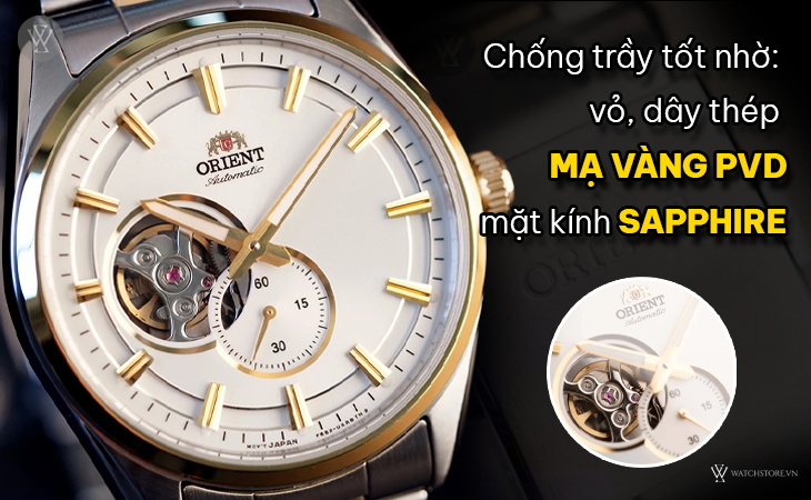 Khả năng chống trầy tốt, dây thép bền bỉ, mặt kính sapphire cứng cáp