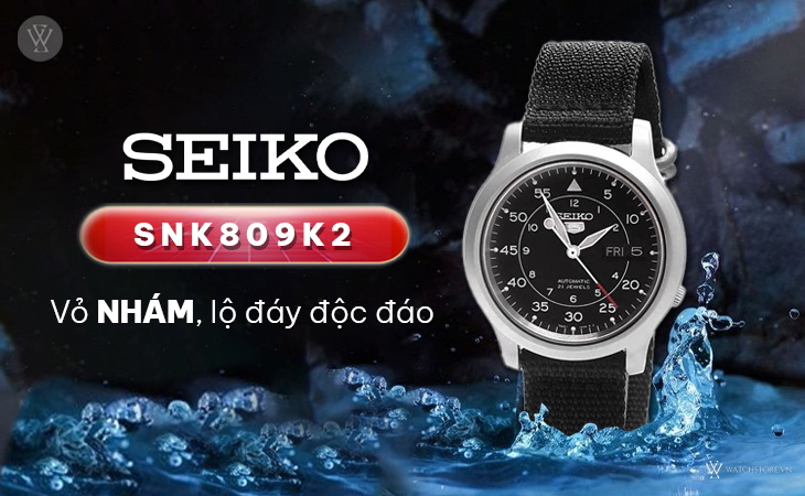 Seiko SNK809K2 vỏ nhám lộ đáy