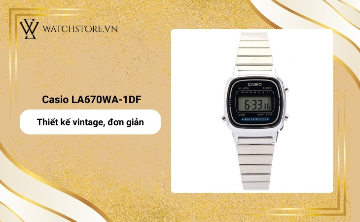 đồng hồ Casio LA670WA-1DF phù hợp với những nàng yêu thích vẻ cổ điển