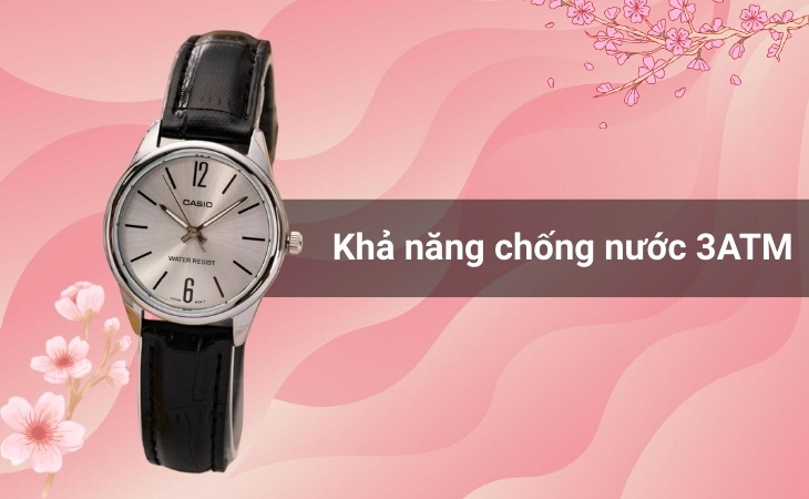 Đồng hồ Casio LTP Nữ LTP-V005L-7BUDF có khả năng chống nước 3ATM
