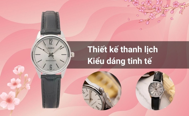 Casio LTP-V005L-7BUDF sở hữu thiết kế nhỏ nhắn, thanh lịch