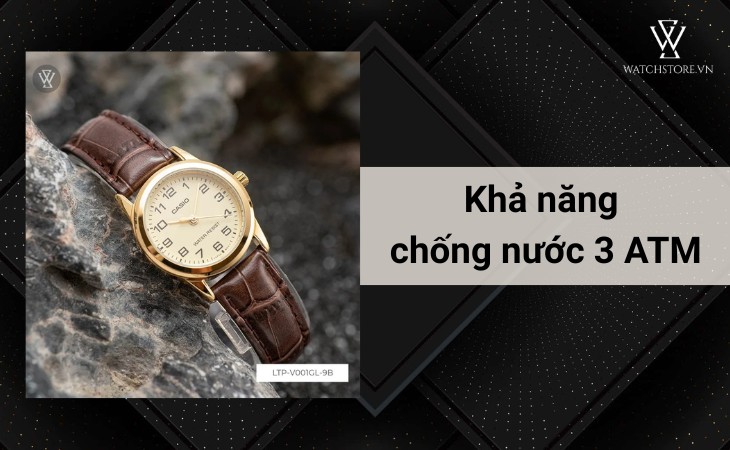 Casio LTP-V001GL-9BUDF có thể dùng cho việc rửa tay, đi mưa nhẹ