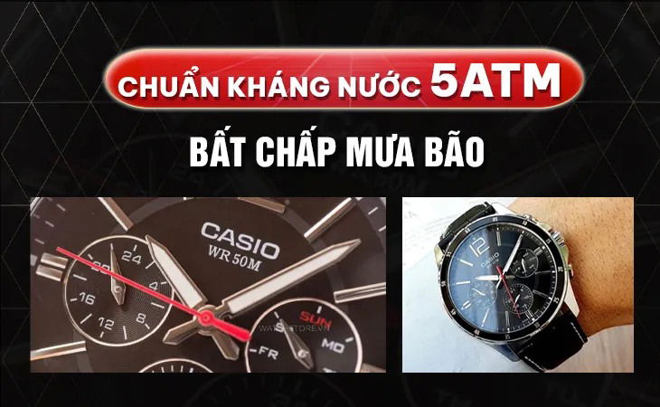 Đồng hồ Casio nam MTP-1374L-1AVDF có thể sử dụng để rửa tay, đi mưa hoặc tắm
