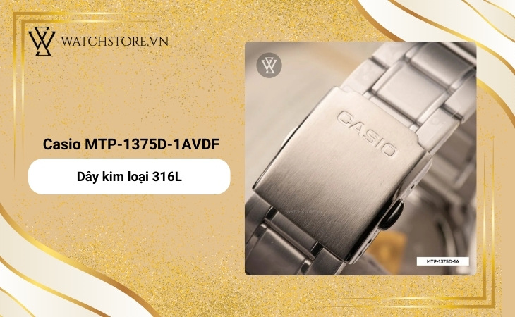 Casio MTP-1375D-1AVDF có dây kim loại thép không rỉ