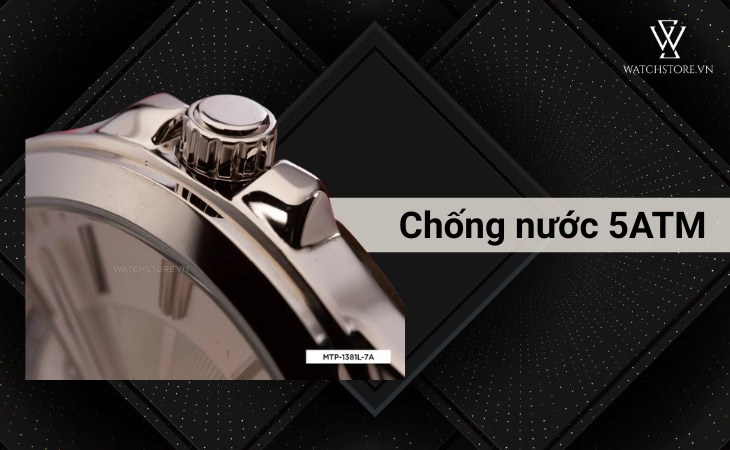 Casio Nam MTP-1381L-7AVDF có khả năng chống nước 3ATM