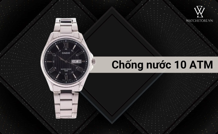 đồng hồ nam Casio MTP-1384D-1AVDF chống nước 10 atm