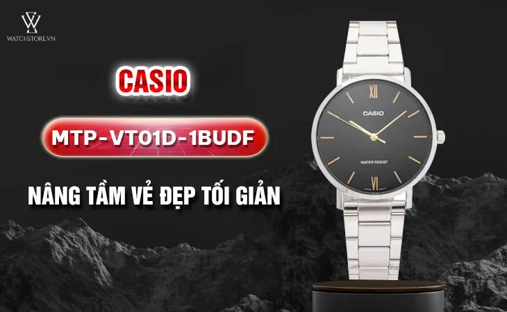 Casio MTP-VT01D-1BUDF có kiểu dáng mặt tròn, dây kim loại