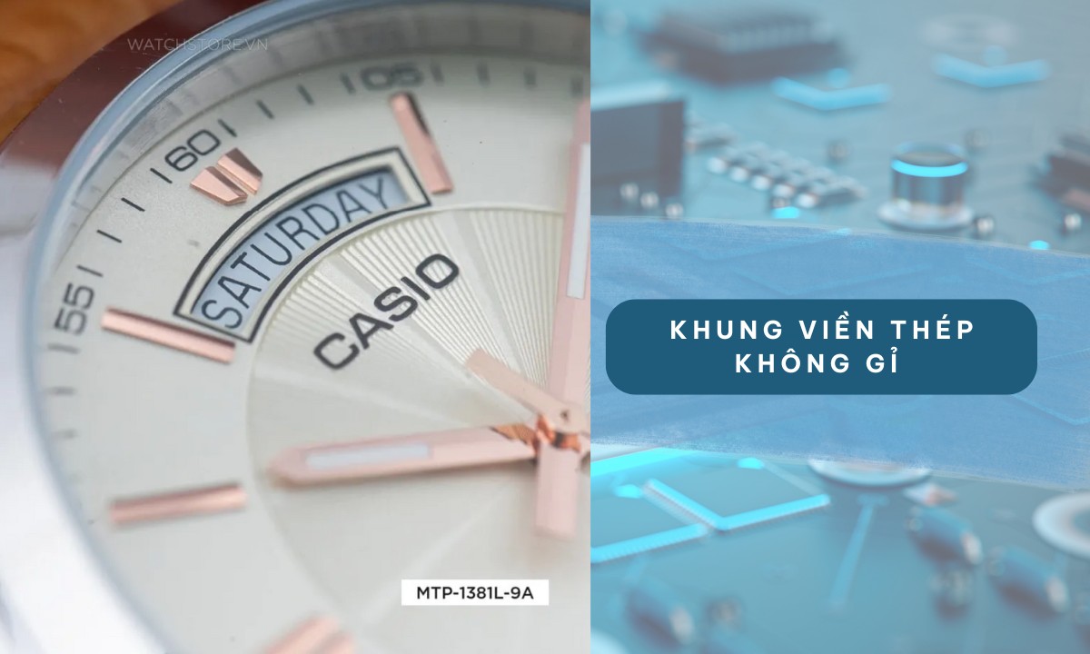 Đồng hồ có khung viền thép không gỉ 
