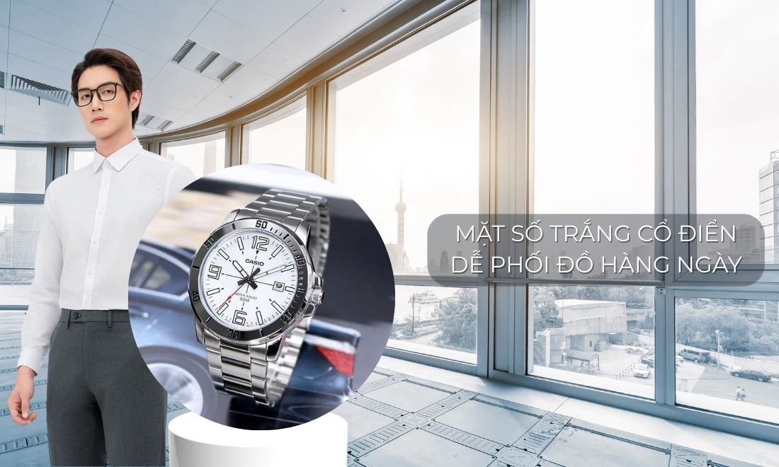 Thiết kế mặt trắng cổ điển, dễ phối đồ hàng ngày