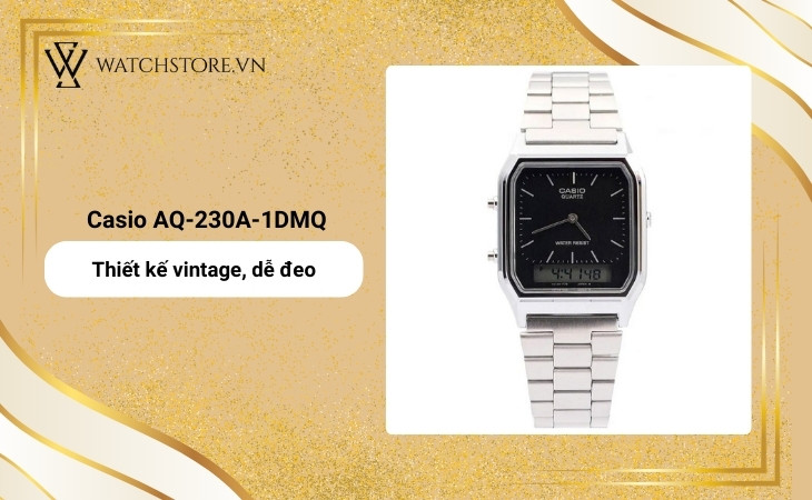 Casio Unisex AQ-230A-1DMQ có thiết kế cổ điển, trẻ trung