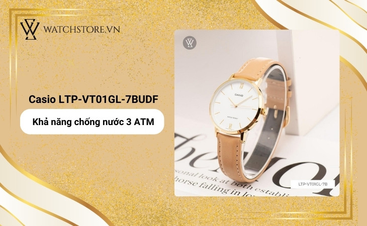 Có thể dùng đồng hồ Casio LTP-VT01GL-7BUDF trong lúc rửa tay, đi mưa nhẹ