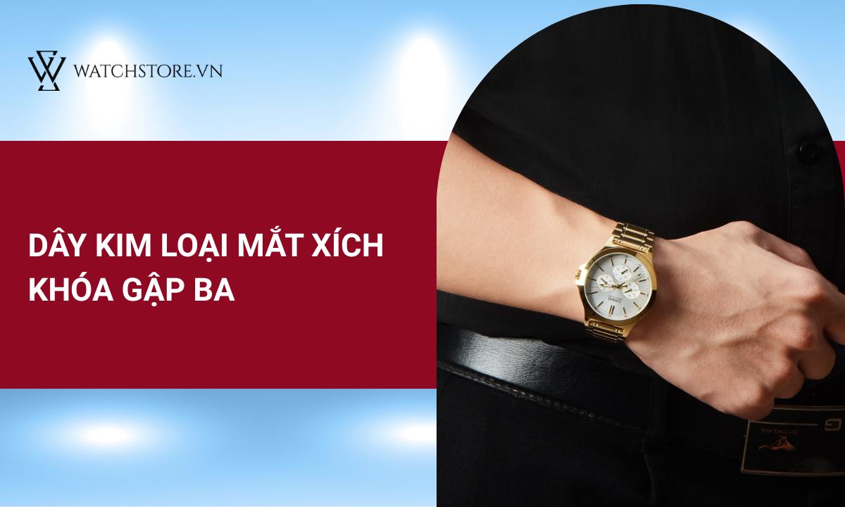 Dây kim loại mạ vàng sử dụng khóa gập ba tiện lợi