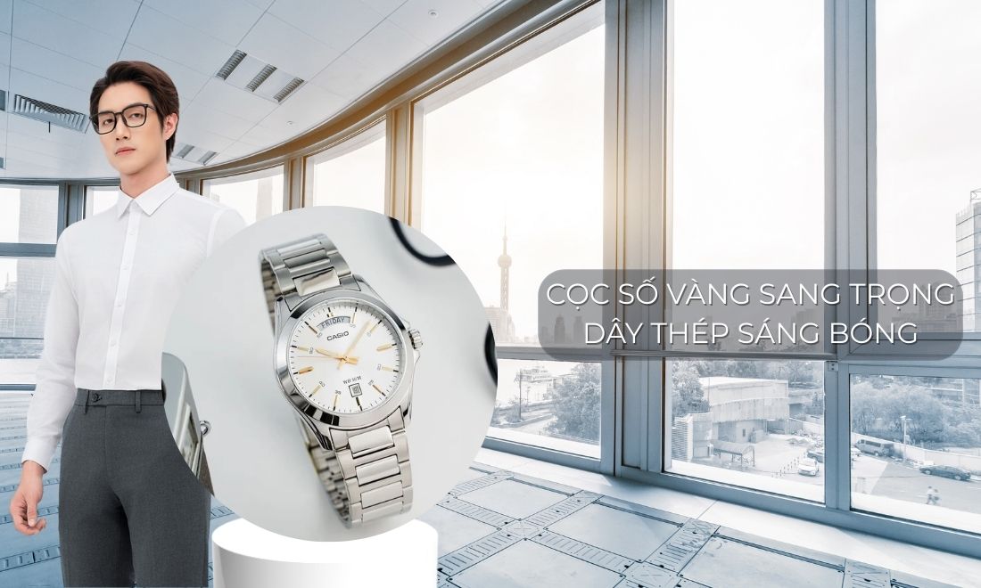 Đồng hồ CASIO 40 mm Nam MTP-1370D-7A2VDF mặt số trắng