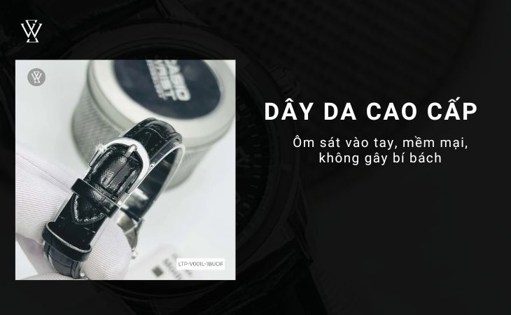 dây da màu đen vân cá sấu