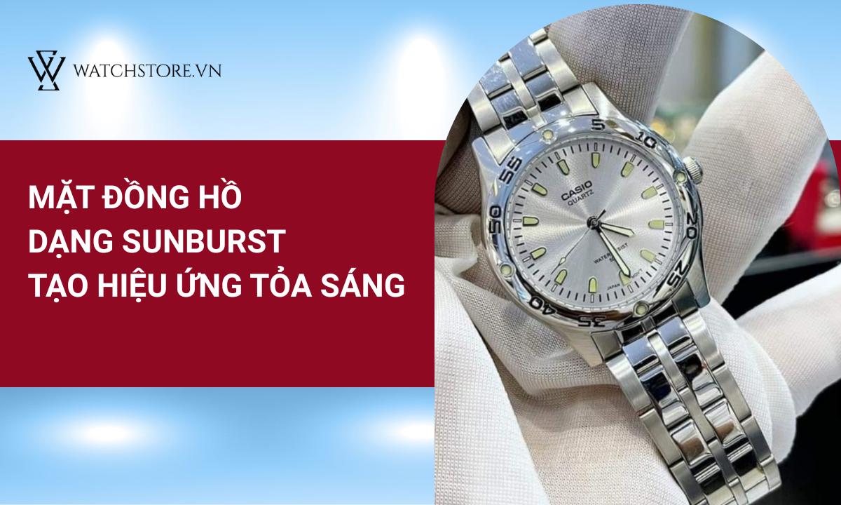 Mặt đồng hồ được chế tác dạng sunburst tạo hiệu ứng tỏa sáng