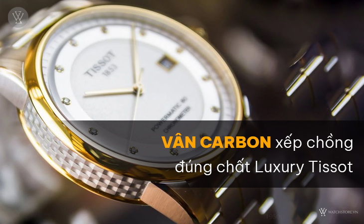 Tissot T086.408.22.036.00 vân carbon xếp chồng