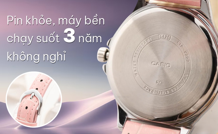 Đồng hồ Casio nữ LTP-V300L-4AUDF máy bền 3 năm