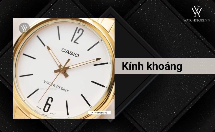 mặt kính khoáng Casio MTP-V005G-7BUDF trong suốt