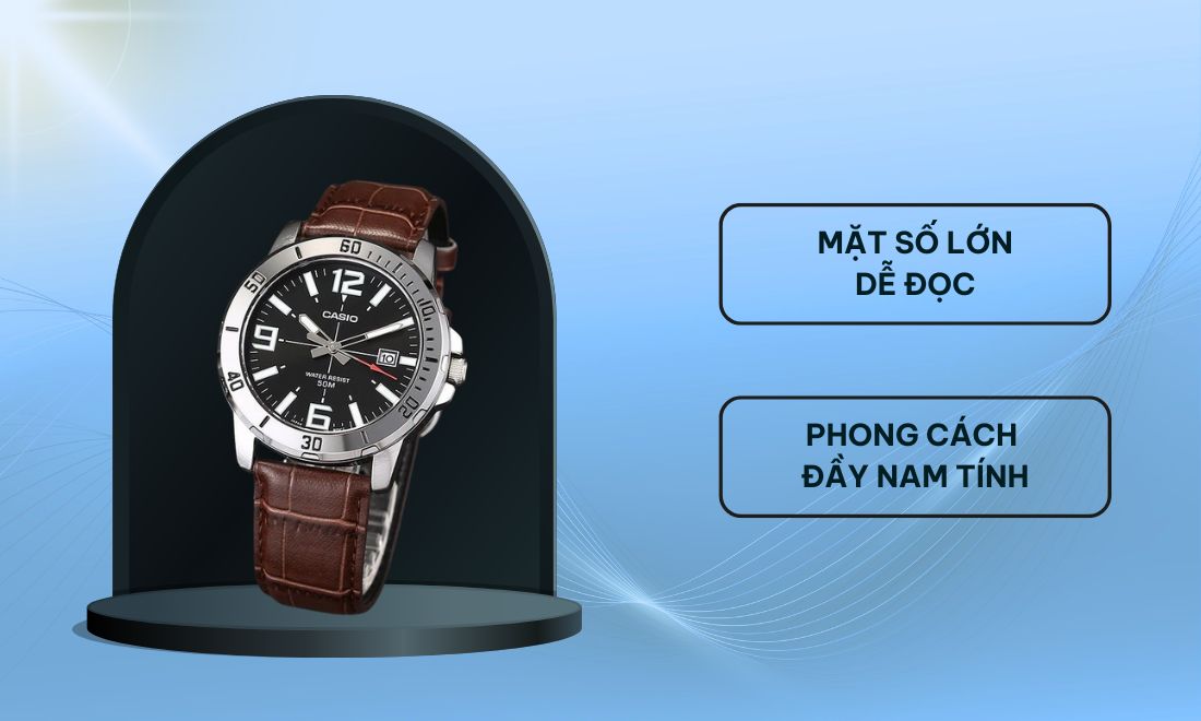 Casio MTP-VD01L-1BVUDF có mặt số lớn