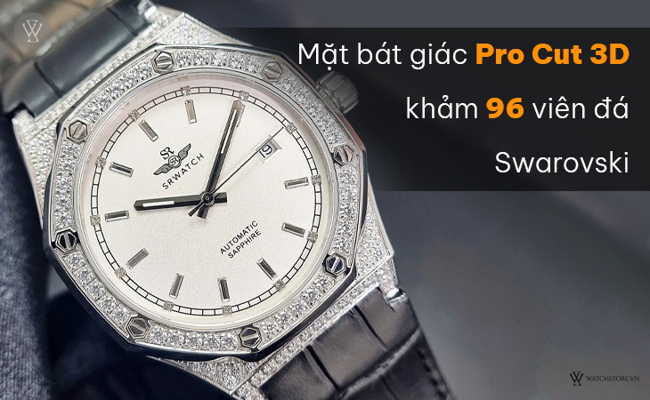 SRWatch SG99993.4102GLA mặt bát giác khảm đá