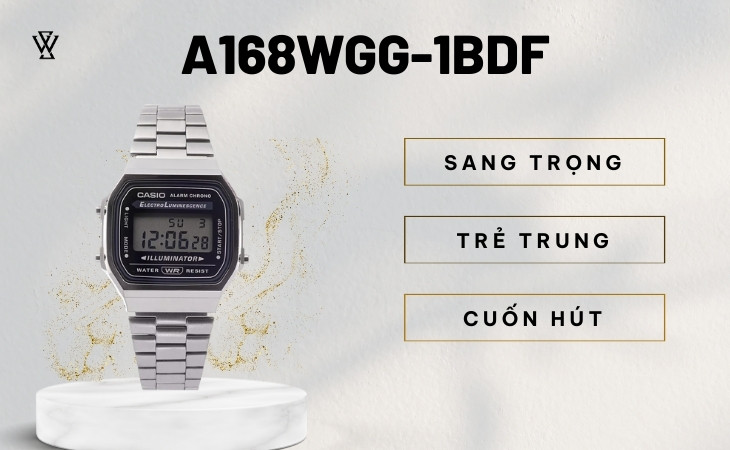 Đồng hồ Casio A168WGG-1BDF sang trọng, trẻ trung, lịch lãm