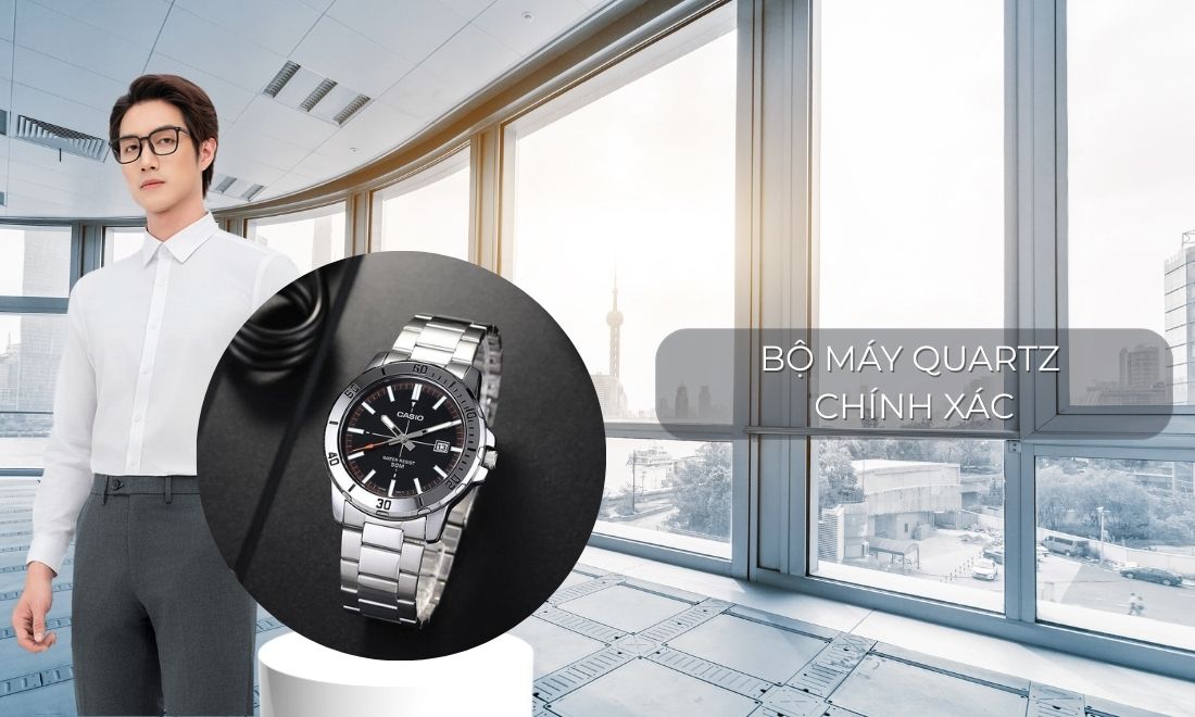 Bộ máy quartz Nhật chính xác, có lịch ngày tiện dụng