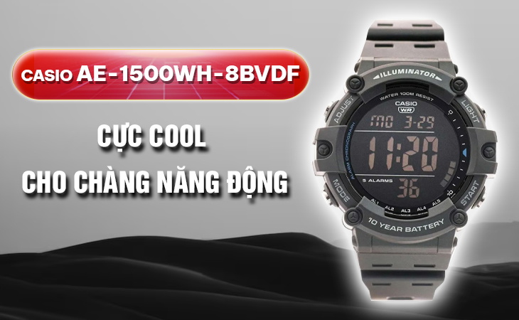 Casio AE-1500WH-8BVDF thiết kế cực cool ngầu, nam tính