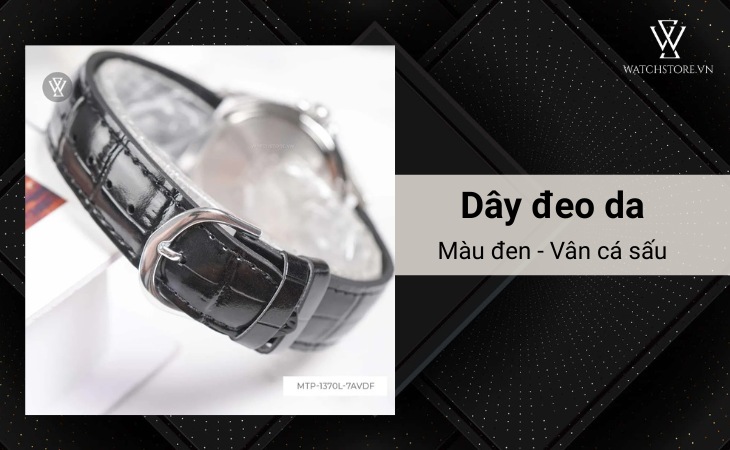 Dây đeo da đen, vân cá sấu bắt mắt