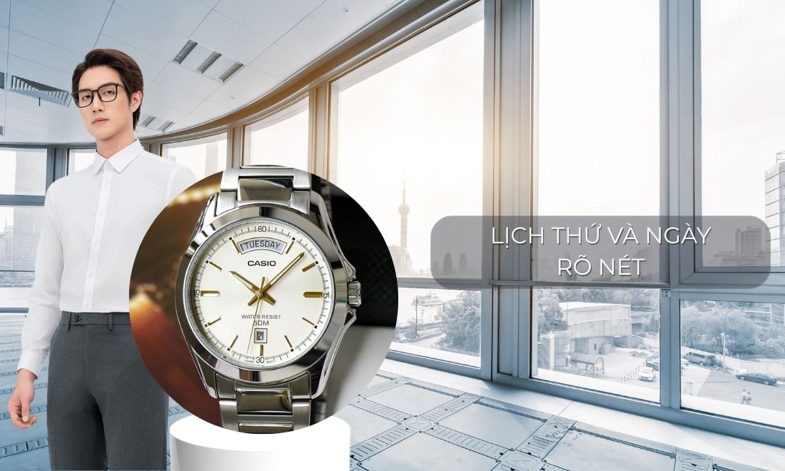 Lịch thứ và ngày rõ nét, tiện lợi khi đeo hằng ngày