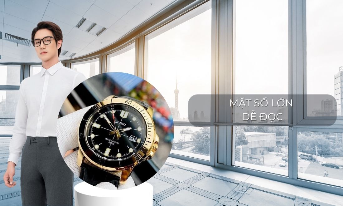 Mặt số lớn dễ đọc, chuẩn phong cách quý ông