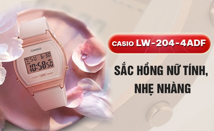 Casio nữ LW-204-4ADF sắc hồng nữ tính