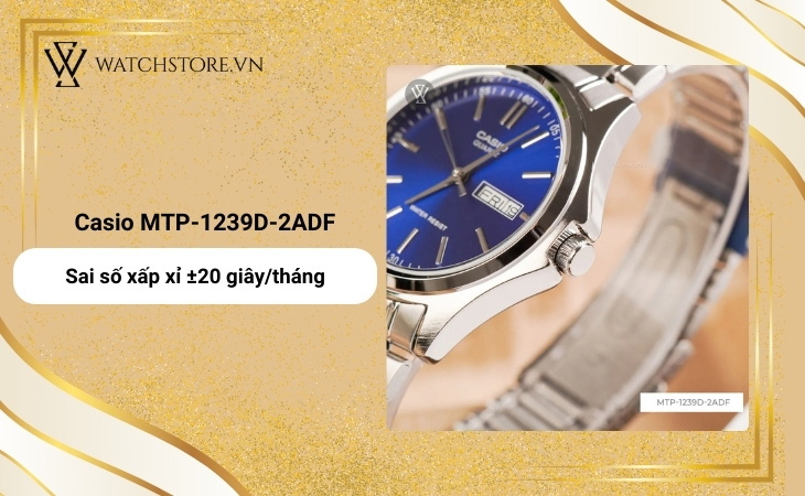 Casio MTP-1239D-2ADF có bộ máy ổn định, chính xác.