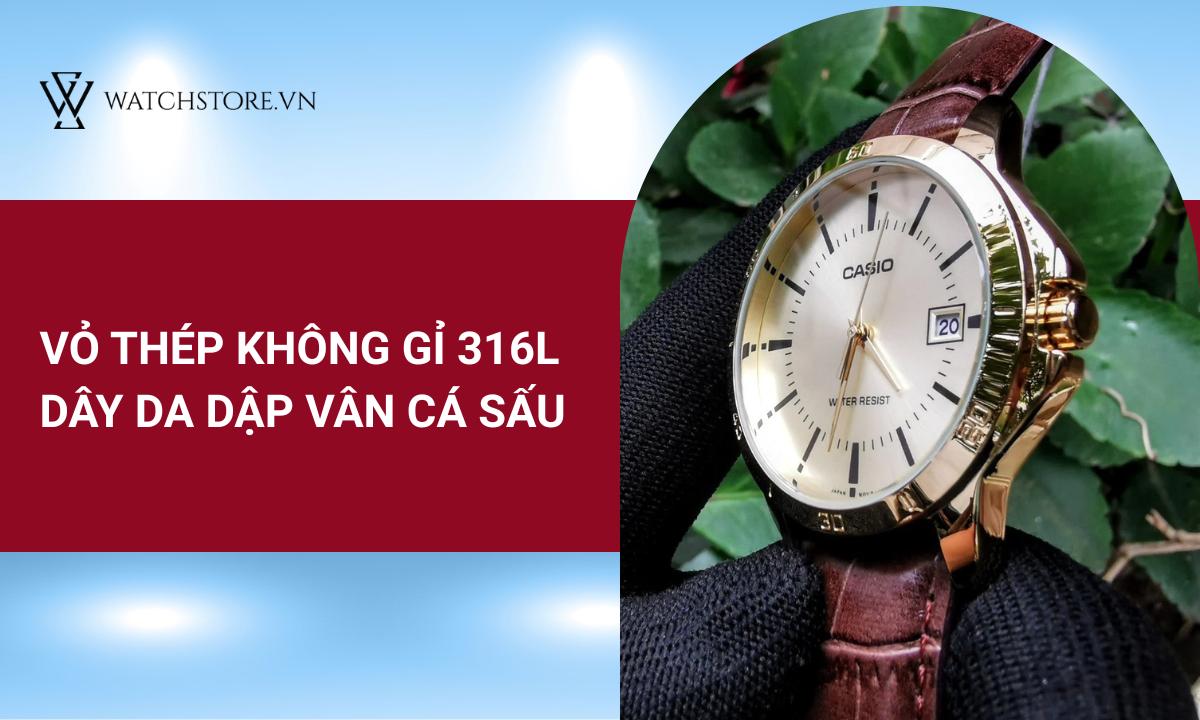 Dây đeo da màu nâu đất, dập vân cá sấu tinh xảo