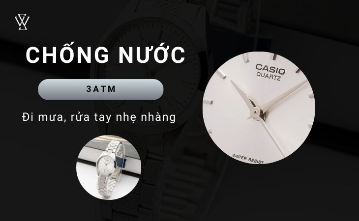 Đồng hồ LTP Nữ LTP-1274D-7ADF với độ kháng nước 3ATM