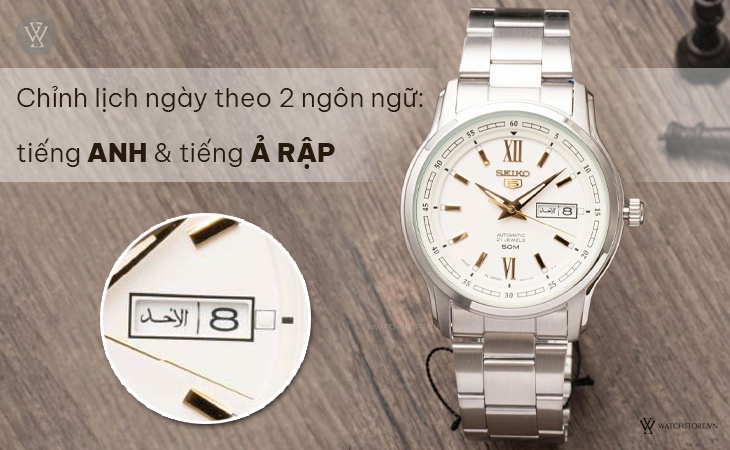 Seiko SNKP15J1 chỉnh ngày 2 ngôn ngữ