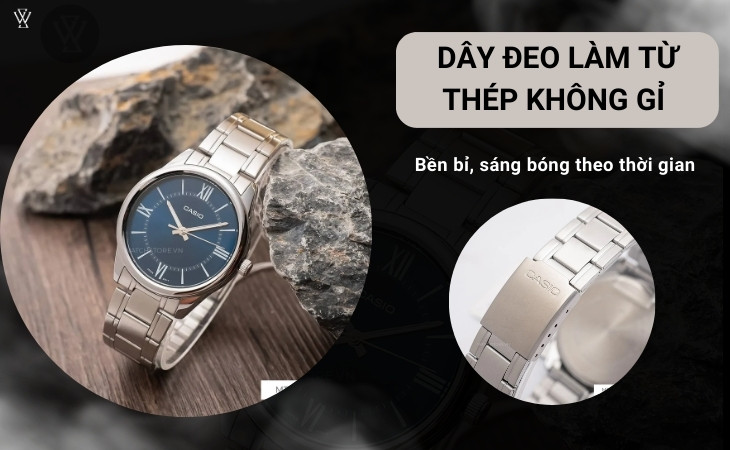 MTP-V005D-2B5UDF với thiết kế dây đeo sáng bóng