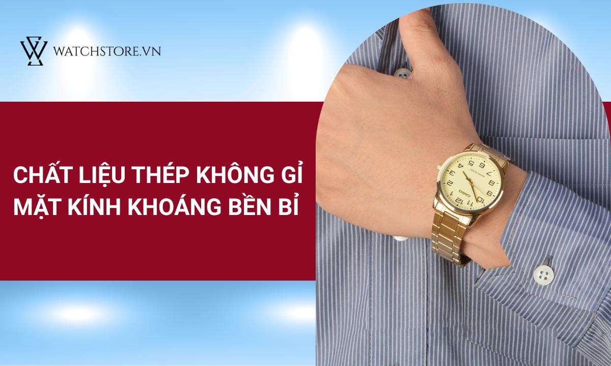 Chất liệu thép không gỉ và mặt kính khoáng bền bỉ