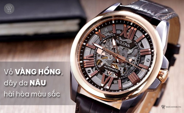 Bulova 98A165 vỏ vàng dây nâu