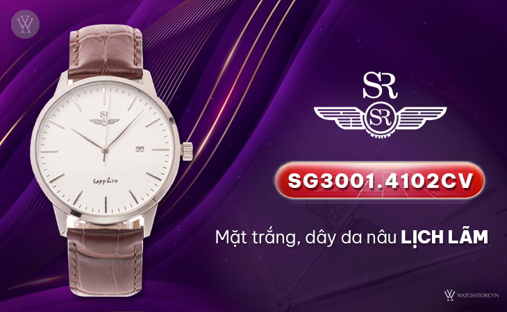 SRWatch SG3001.4102CV mặt trắng dây nâu