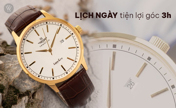 SRWatch SG3008.4602CV lịch ngày góc 3h
