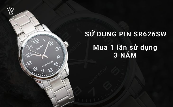MTP-V001D-1BUDF sử dụng pin SR626SW thời gian lên đến 3 năm 
