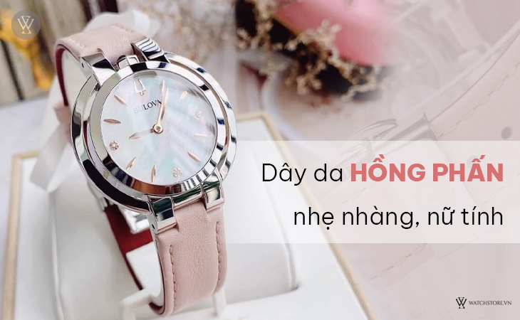 Bulova 96P197 dây da hồng phấn