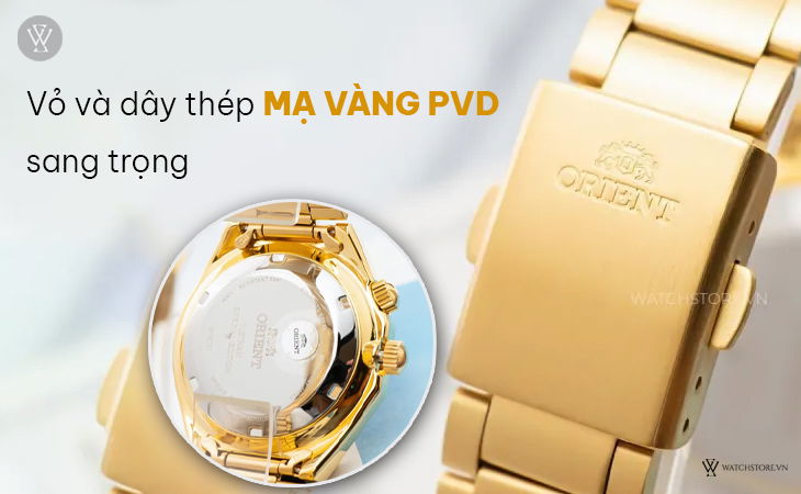 Orient RA-AA0B04R19B sở hữu vỏ và dây thép được mạ vàng PVD đầy sang trọng 