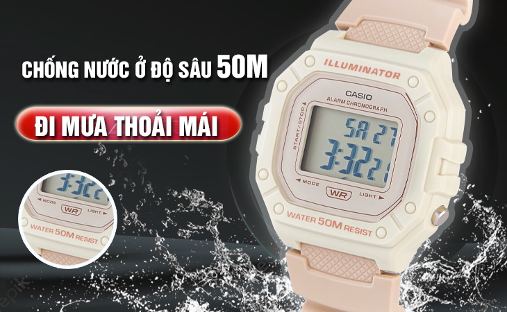 Casio W-218HC-4A2VDF chống nước 50m