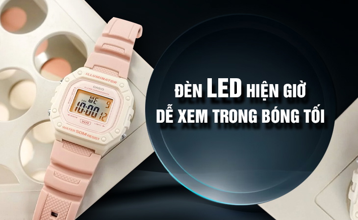 Casio W-218HC-4A2VDF đèn LED hiện giờ