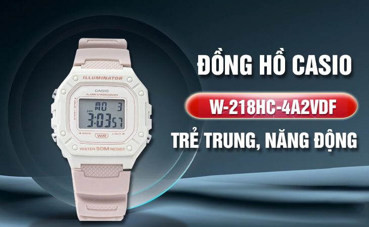 Casio W-218HC-4A2VDF trẻ trung năng động