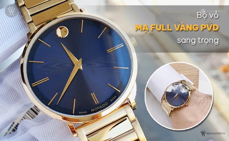 Movado 0607510 vỏ mạ vàng PVD